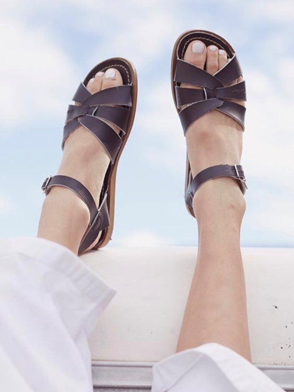 Salt Water Original Sandals Womens Size 6 Black Water Friendly Leather Coastal - Picture 2 of 12